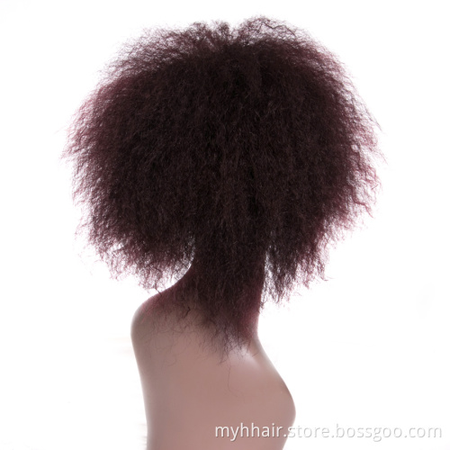 Kinky Curly wigs,Natural Black Burgundy Short synthetic hair,Wigs for Women,Short Afro Cosplay Daily